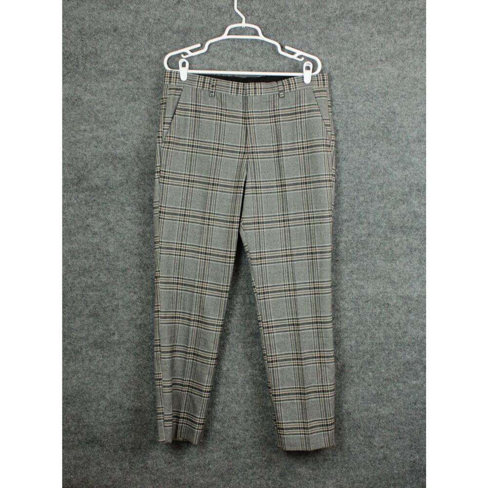 Express Pant's Women's 32X32 Slim Plaid Black Brown Tappered Leg